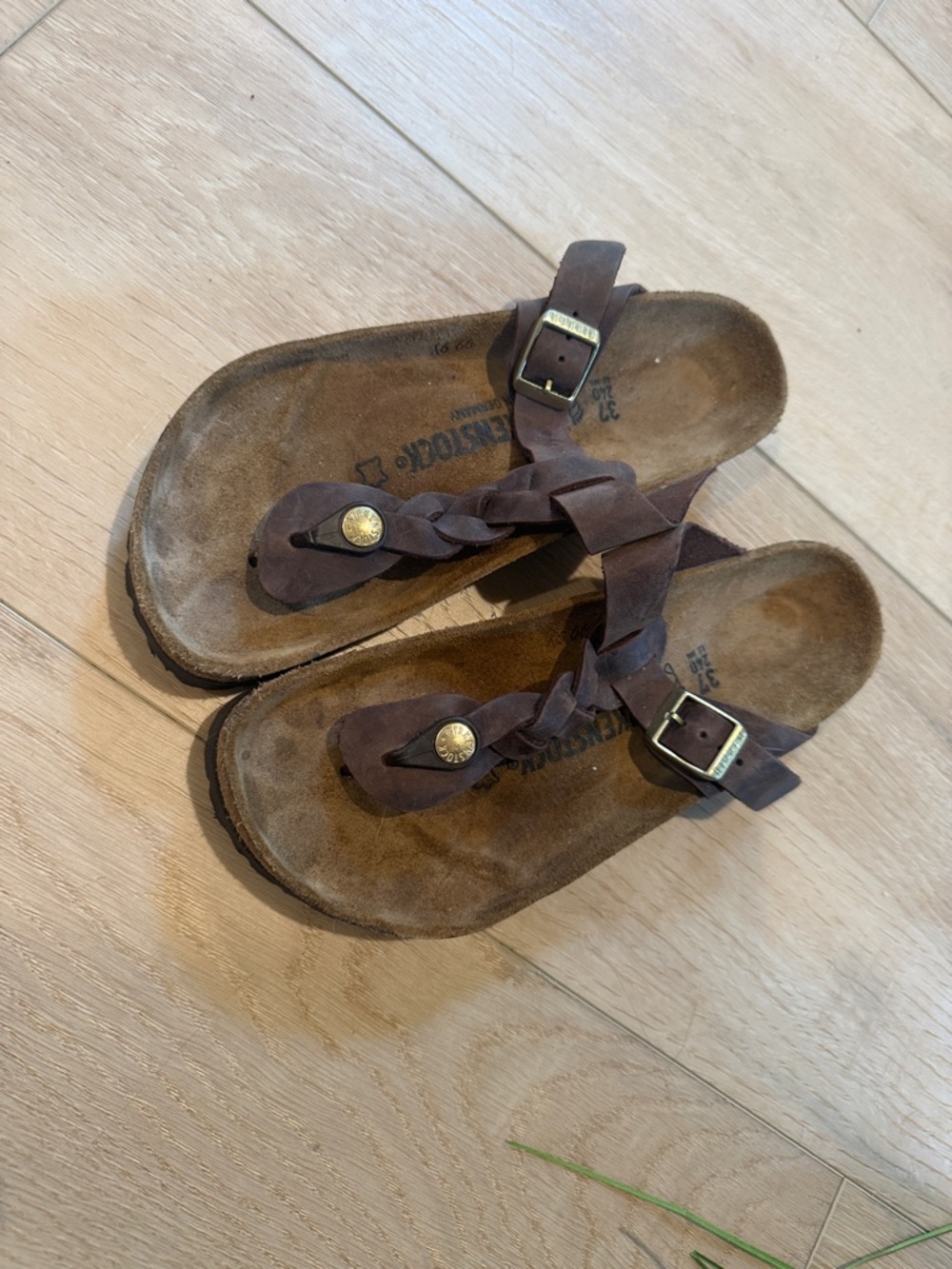Birkenstock Kids Brown Braided Leather Thong Sandals
